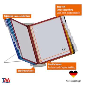 Durable Instaview Expandable Desktop Reference System, 10 Panels, Assorted Borders