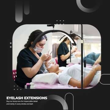 toyshi 26 inch Lash Light, Lamp for Eyelash Extensions, Esthetician Beauty Half Moon Light, Eyelash LED Light, Lash Lighting for Tattoo Beauty Eyelash Tech Esthetician