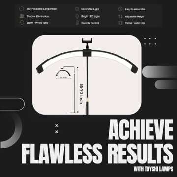 toyshi 26 inch Lash Light, Lamp for Eyelash Extensions, Esthetician Beauty Half Moon Light, Eyelash LED Light, Lash Lighting for Tattoo Beauty Eyelash Tech Esthetician