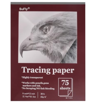 SuFly Translucent Tracing Paper Pad - 75 Sheets of Quality 9 X 12 Vellum Texture for Art & Design