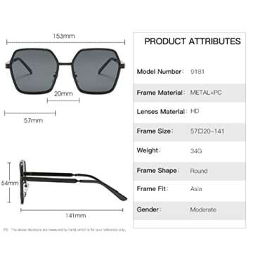 iKANOO Oversized Square Sunglasses for Women Hexagon Inspired Designer Style Shades (Gold Frame Tea Lens)