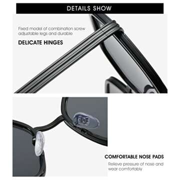 iKANOO Oversized Square Sunglasses for Women Hexagon Inspired Designer Style Shades (Gold Frame Tea Lens)