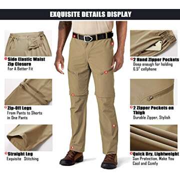 MAGCOMSEN Hiking Pants Mens Work Pants Tactical Pants Fishing Pants for Men Quick Dry Pants Convertible Pants Lightweight Breathable Summer Pants