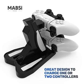 Mabsi Tech PS5 Dual Controller Charger, Charging Dock for PlayStation 5 / PS5 Fast Charging Station with LED Indicator - PS5 Accesories