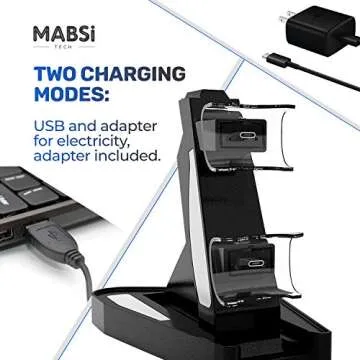 Mabsi Tech PS5 Dual Controller Charger - Fast Charging Station