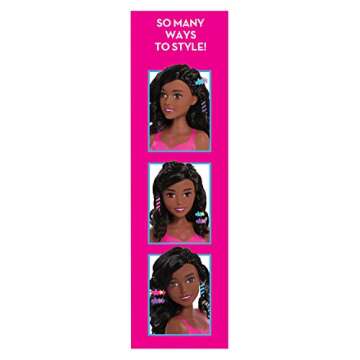 Barbie Fashionistas 8-Inch Styling Head, Dark Brown, 20 Pieces Include Styling Accessories, Hair Styling for Kids, Kids Toys for Ages 3 Up by Just Play