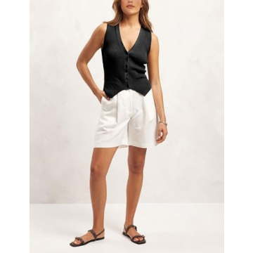 IQSQSQ Women’s Chic V Neck Button Down Sweater Vest