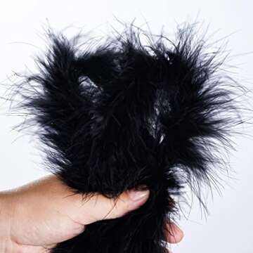 Dxhycc 2 Yards Marabou Feather Boa for Crafts Wedding Party Halloween Costume Christmas Tree Decoration 20 Grams, Black