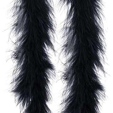 Dxhycc 2 Yards Marabou Feather Boa for Crafts Wedding Party Halloween Costume Christmas Tree Decoration 20 Grams, Black