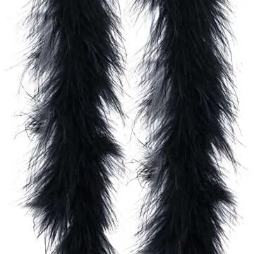Dxhycc 2 Yards Marabou Feather Boa for Crafts Wedding Party Halloween Costume Christmas Tree Decoration 20 Grams, Black