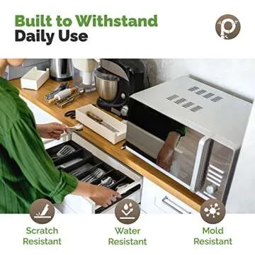 Pristine Bamboo Silverware Tray - Expandable Drawer Organizer