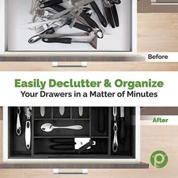 Pristine Bamboo Silverware Tray - Expandable Drawer Organizer