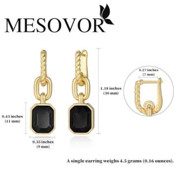 Mesovor Gold Crystal Hoop Earrings for Women Trendy, 18K Gold Plated Hoop Earrings | Emerald Green B...