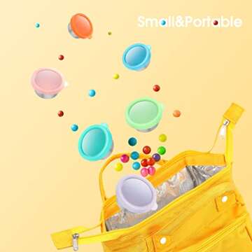 Salad Dressing Container To Go, 6x1.6 oz Small Containers with Lids Stainless Steel Sauce Containers, Fits in Bento Box for Lunch, Premium Silicone, Leak Proof, Easy Open Reusable Condiment Cups