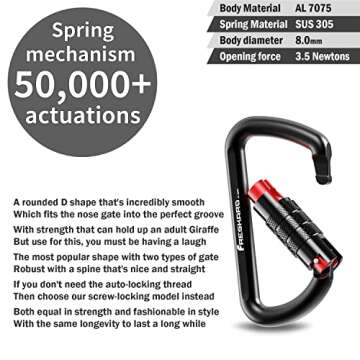 3inch Locking Carabiner Clips-Twist Auto Lock Caribeener, Heavy Duty Keychain Key carabeaner Hooks, ...