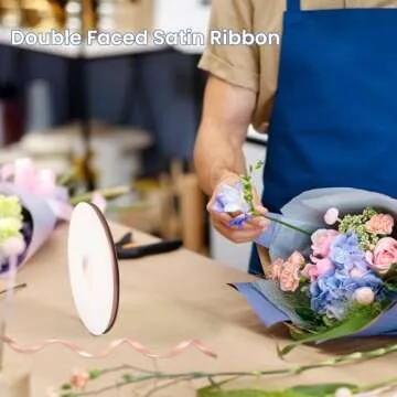 Double Face Rose Gold Satin Ribbon 1/4 inch X 100 Yards, Thin Ribbon Craft Fabric Ribbon Polyester Ribbons for Gift Wrapping, Wedding, Bow Making, Wreath, Holiday Decoration, DIY Sewing (Rose Gold)