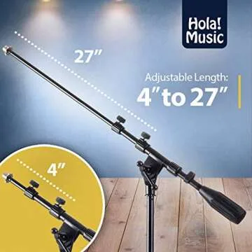 Hola! Music Mic Stand - Adjustable Height for Home, Studio, and Stage Use