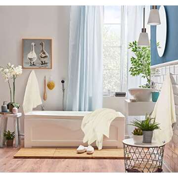 Utopia Towels 8-Piece Premium Towel Set, 2 Bath Towels, 2 Hand Towels, and 4 Wash Cloths, 600 GSM 100% Ring Spun Cotton Highly Absorbent Towels for Bathroom, Gym, Hotel, and Spa (Ivory)