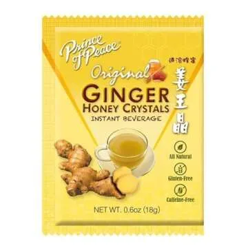 Prince of Peace Instant Natural Lemon Ginger Honey Crystals, 10 Sachets – Instant Hot or Cold Beve...