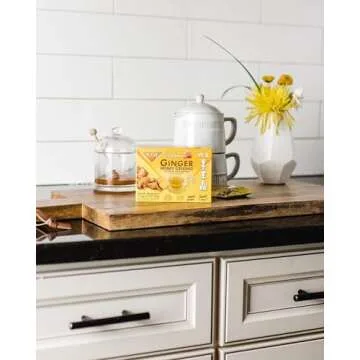 Prince of Peace Instant Natural Lemon Ginger Honey Crystals, 10 Sachets – Instant Hot or Cold Beverage for Nausea Relief and Soothes Throat – Easy to Brew Ginger and Honey Crystals