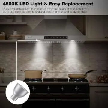 VIKIO HOME Wall Mount Range Hood 30 inch,Kitchen Vent Hoods 980 CFM Ducted/Ductless Range Hood,with Gesture Sensing & Touch Control Switch Panel, 3 Speed Exhaust Fan Permanent Filter