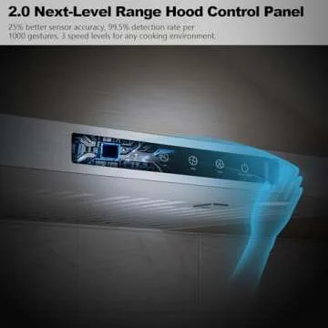 VIKIO HOME Wall Mount Range Hood 30 inch,Kitchen Vent Hoods 980 CFM Ducted/Ductless Range Hood,with Gesture Sensing & Touch Control Switch Panel, 3 Speed Exhaust Fan Permanent Filter