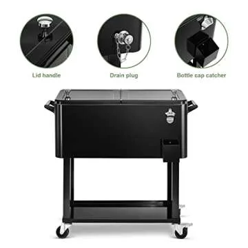 EDOSTORY 80 Quart Rolling Cooler for Outdoor Events