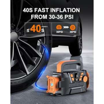 Tire Inflator Portable Air Compressor - Battery Powered Tire Air Pump with Memory Function, 12V DC A...