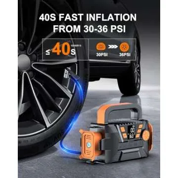 Tire Inflator Portable Air Compressor - Battery Powered Tire Air Pump with Memory Function, 12V DC A...