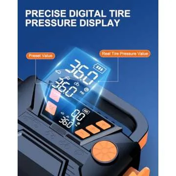 Tire Inflator Portable Air Compressor - Battery Powered Tire Air Pump with Memory Function, 12V DC Auto Pump with Dual Digital Pressure Gauge, 5X Faster Inflation Air Pump for Car, SUV, Bike, Ball