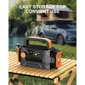 Tire Inflator Portable Air Compressor - Battery Powered Tire Air Pump with Memory Function, 12V DC Auto Pump with Dual Digital Pressure Gauge, 5X Faster Inflation Air Pump for Car, SUV, Bike, Ball