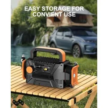 Tire Inflator Portable Air Compressor - Battery Powered Tire Air Pump with Memory Function, 12V DC Auto Pump with Dual Digital Pressure Gauge, 5X Faster Inflation Air Pump for Car, SUV, Bike, Ball