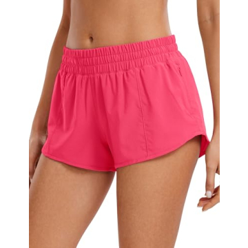 CRZ YOGA Women's Running Shorts - Lightweight, Quick Dry with Zip Pocket
