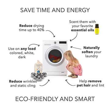 Friendsheep Wool Dryer Balls, Organic Premium Reusable Cruelty-Free Handmade Fair Trade No Lint Fabric Softener, Extra Large, 6 Pack, Grey Koala - Koala Crew