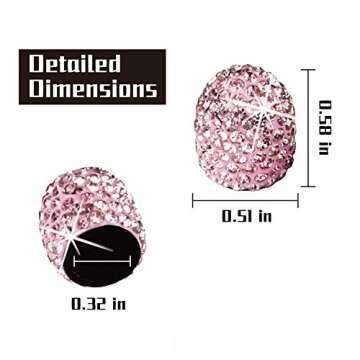 JUSTTOP 4 Pack Handmade Crystal Rhinestone Car Tire Valve Stem Caps, Car Wheel Tire Valve, Attractiv...