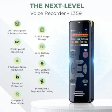 AI Digital Voice Recorder 128GB - Transcribe Voice Effortlessly