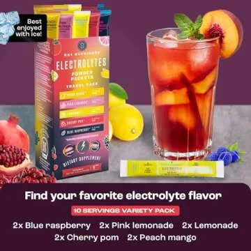 KEY NUTRIENTS Multivitamin Electrolytes Powder No Sugar - 5 Delicious Flavors Electrolyte Powder - Endurance & Energy Supplement - Hydration Powder - No Calories - 10 Servings - Made in USA