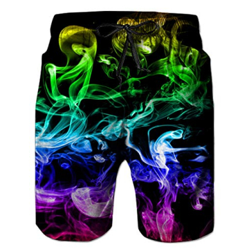 Men's 80s Style Plum Smoke Graphic Swim Trunks - XL