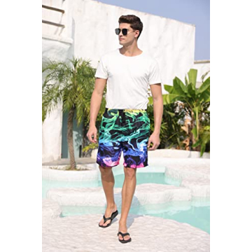 80s Plum Smoke Graphic Swim Trunks for Men XL