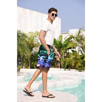 80s Plum Smoke Graphic Swim Trunks for Men XL