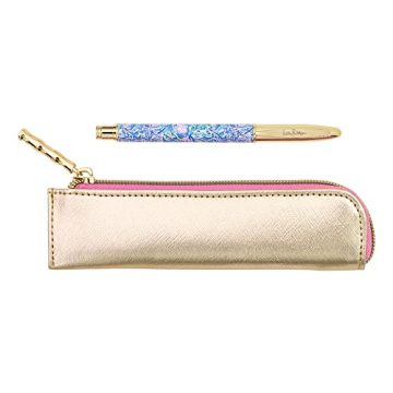 Chic Lilly Pulitzer Metal Ink Pen and Pouch Set for Stylish Writing