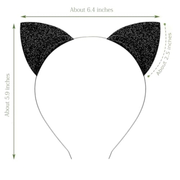 Merroyal Glitter Cat Ears Headband - Stylish Accessory for Halloween & Cosplay