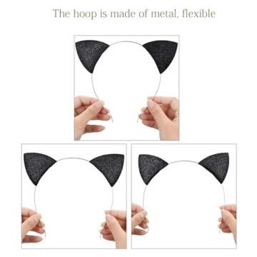 Merroyal Glitter Cat Ears Headband for Halloween & Cosplay