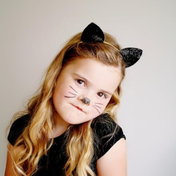 Merroyal Glitter Cat Ears Headband for Halloween & Cosplay