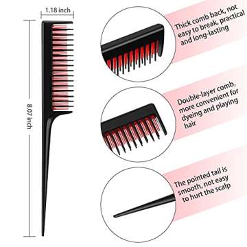 Leinuosen 3 Pcs Triple Teasing Comb Set for Volume and Styling Tools