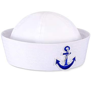 Neer Sailor Hat White Yacht Boat Captain Hat Nautical Hats Sailor Cap for Men Women Halloween Costum...