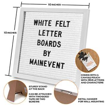 10x10 Inch All White Felt Letter Board for Creative Announcements