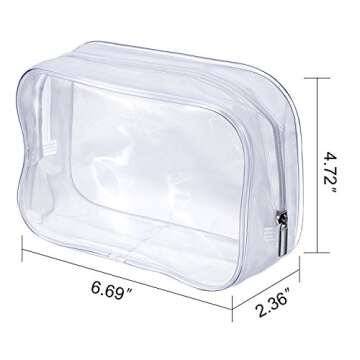 Pangda 5 Pack Clear PVC Zippered Toiletry Carry Pouch Portable Cosmetic Makeup Bag for Vacation, Bat...