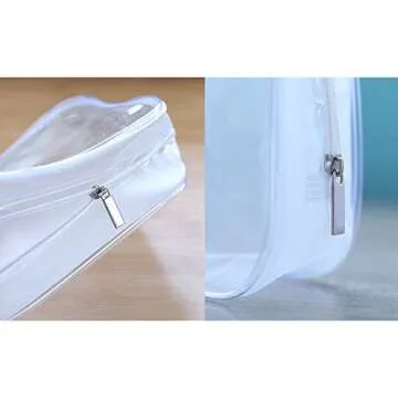 Pangda 5 Pack Clear PVC Zippered Toiletry Carry Pouch Portable Cosmetic Makeup Bag for Vacation, Bathroom and Organizing (Small, White)