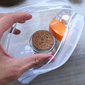 Pangda 5 Pack Clear PVC Zippered Toiletry Carry Pouch Portable Cosmetic Makeup Bag for Vacation, Bathroom and Organizing (Small, White)